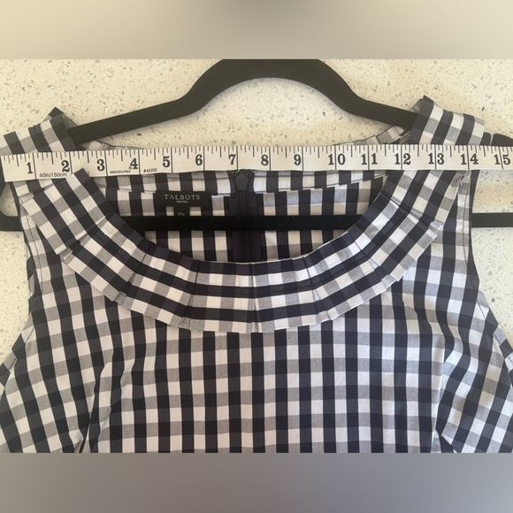 EUC - Talbots Black White Gingham Check Sleeveless Shift Dress 10P Petite - Picture 6 of 7
